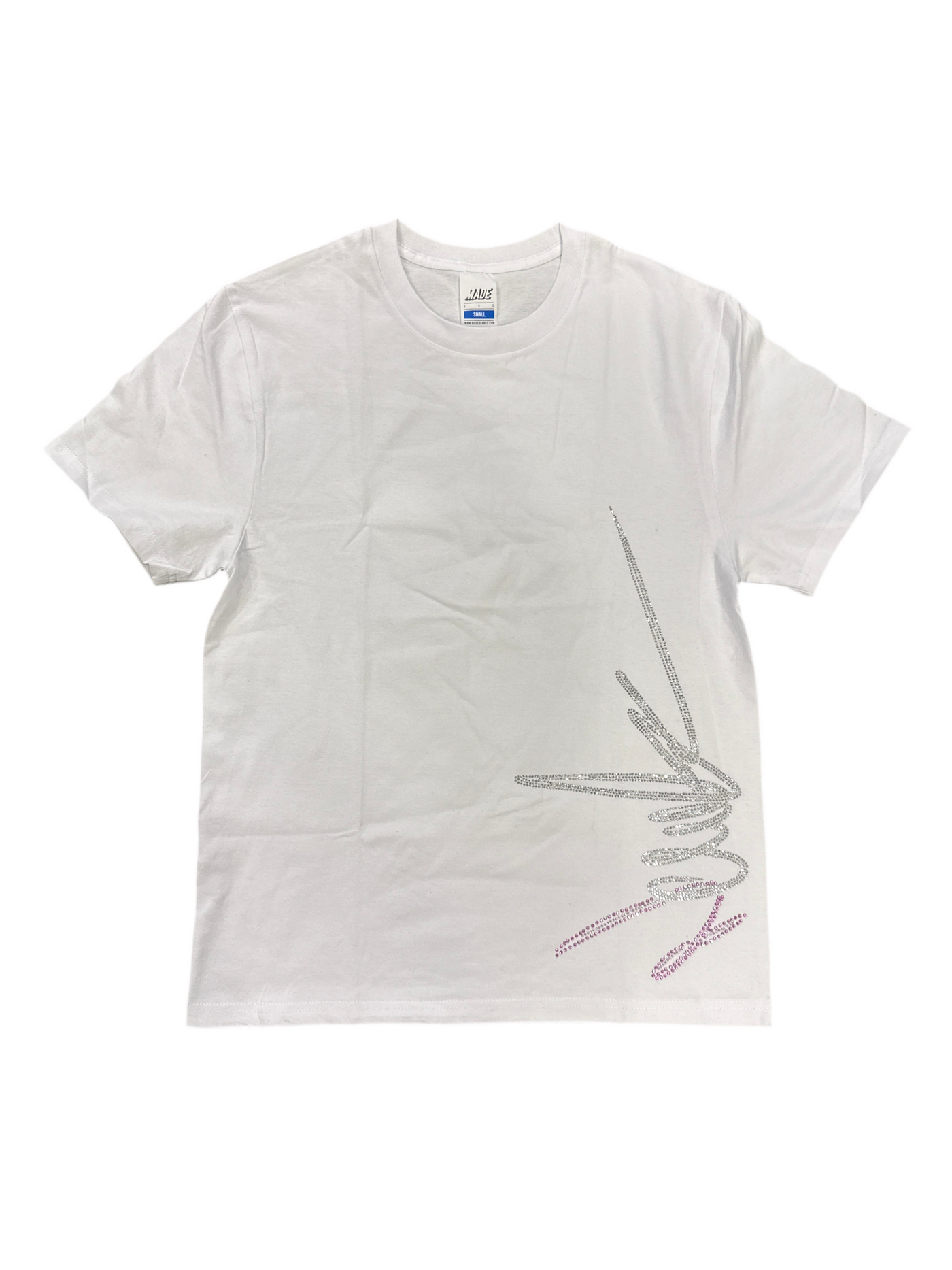 NewYrrk White T-shirt Logo w/ White Pink Crystal