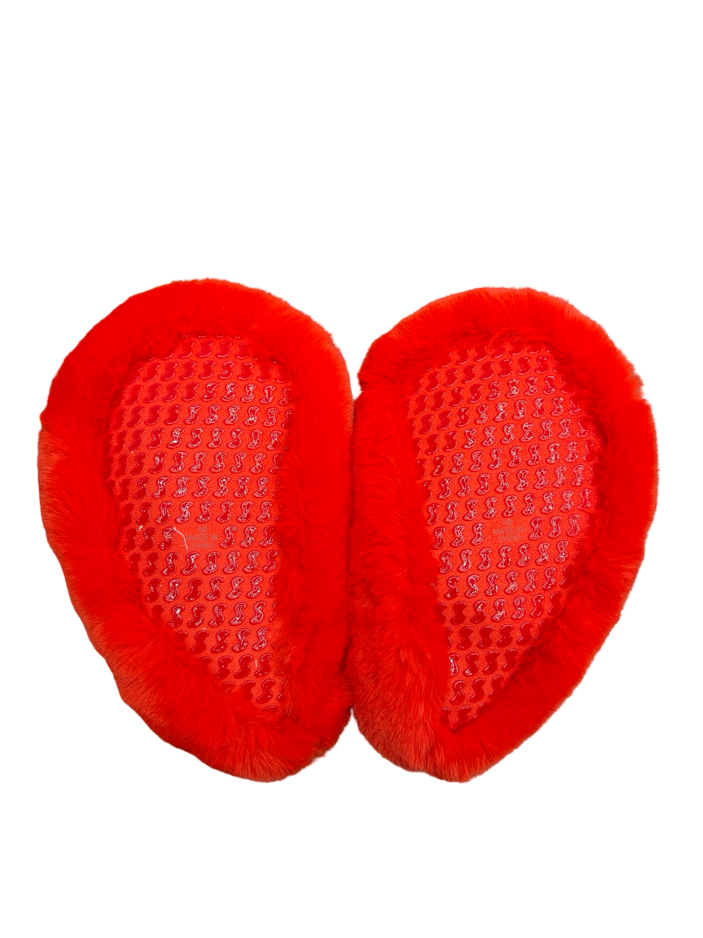 SKIMS Heart Slippers  Ruby Red Faux Fur