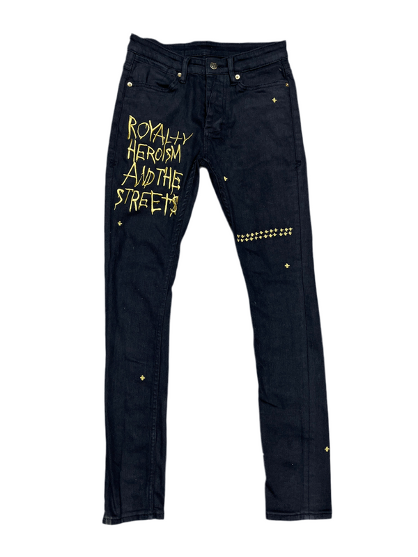 Ksubi Royalty Heroism Gold Black Jeans