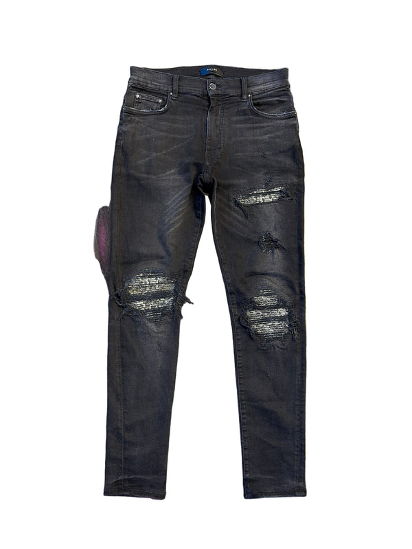 Amiri Paisley Patch Jeans Black