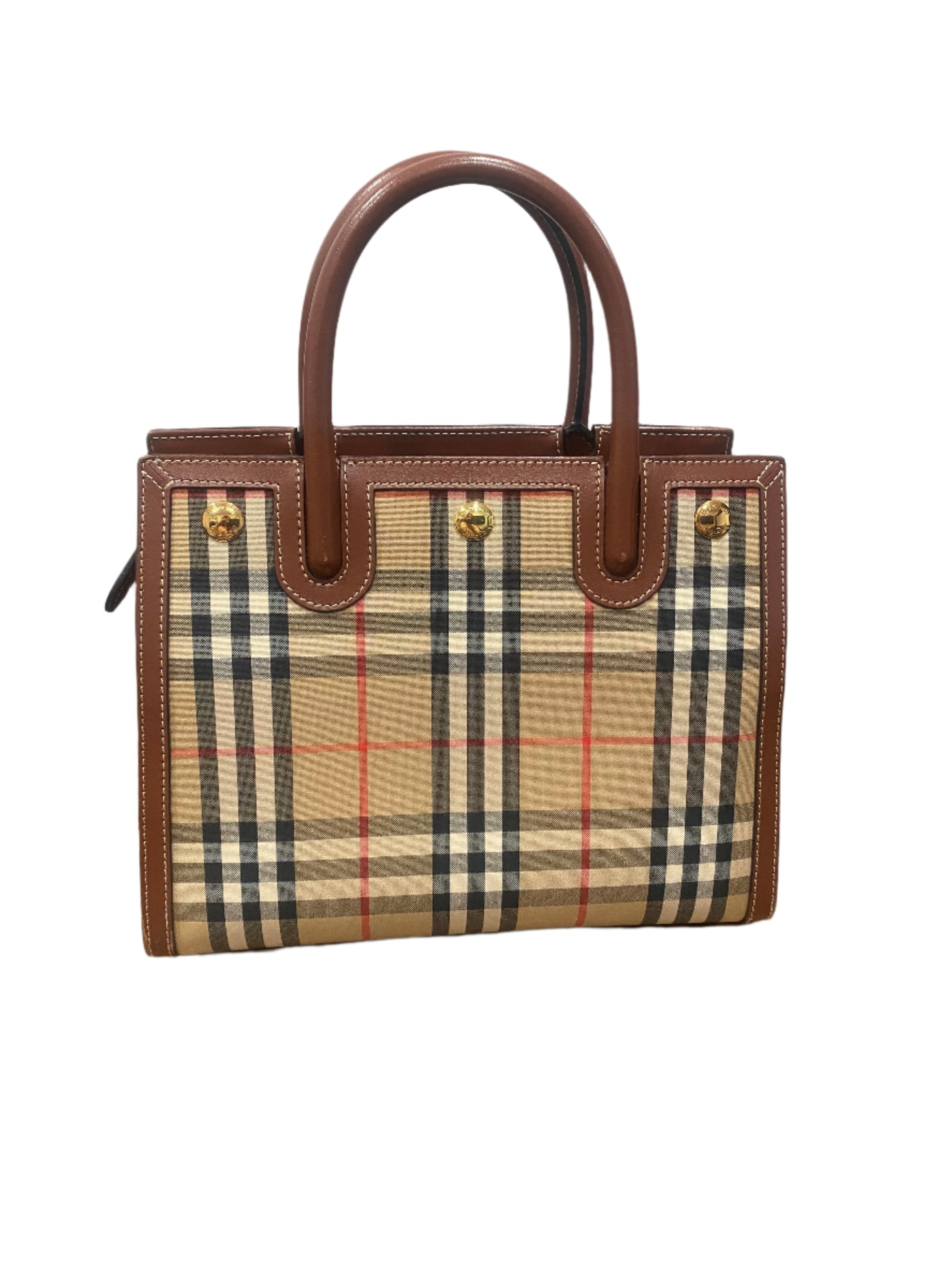 Burberry Mini Vintage Check Two Handle Title Bag Archive Beige