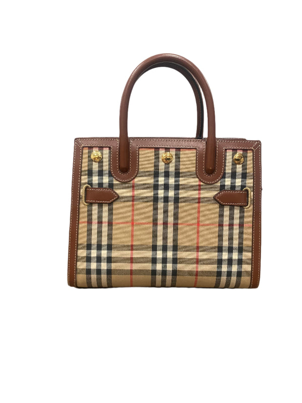 Burberry Mini Vintage Check Two Handle Title Bag Archive Beige