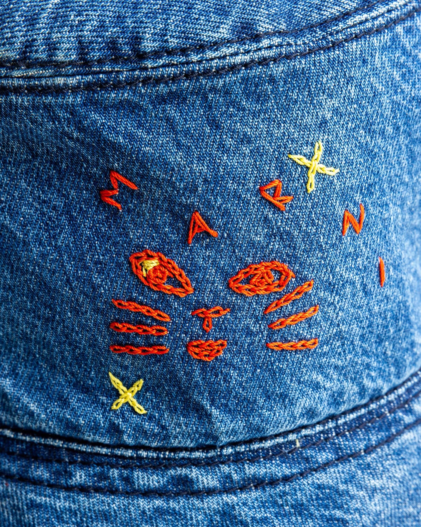 Marni Stonewashed Organic Blue Denim Mohair Hat Iris Blue