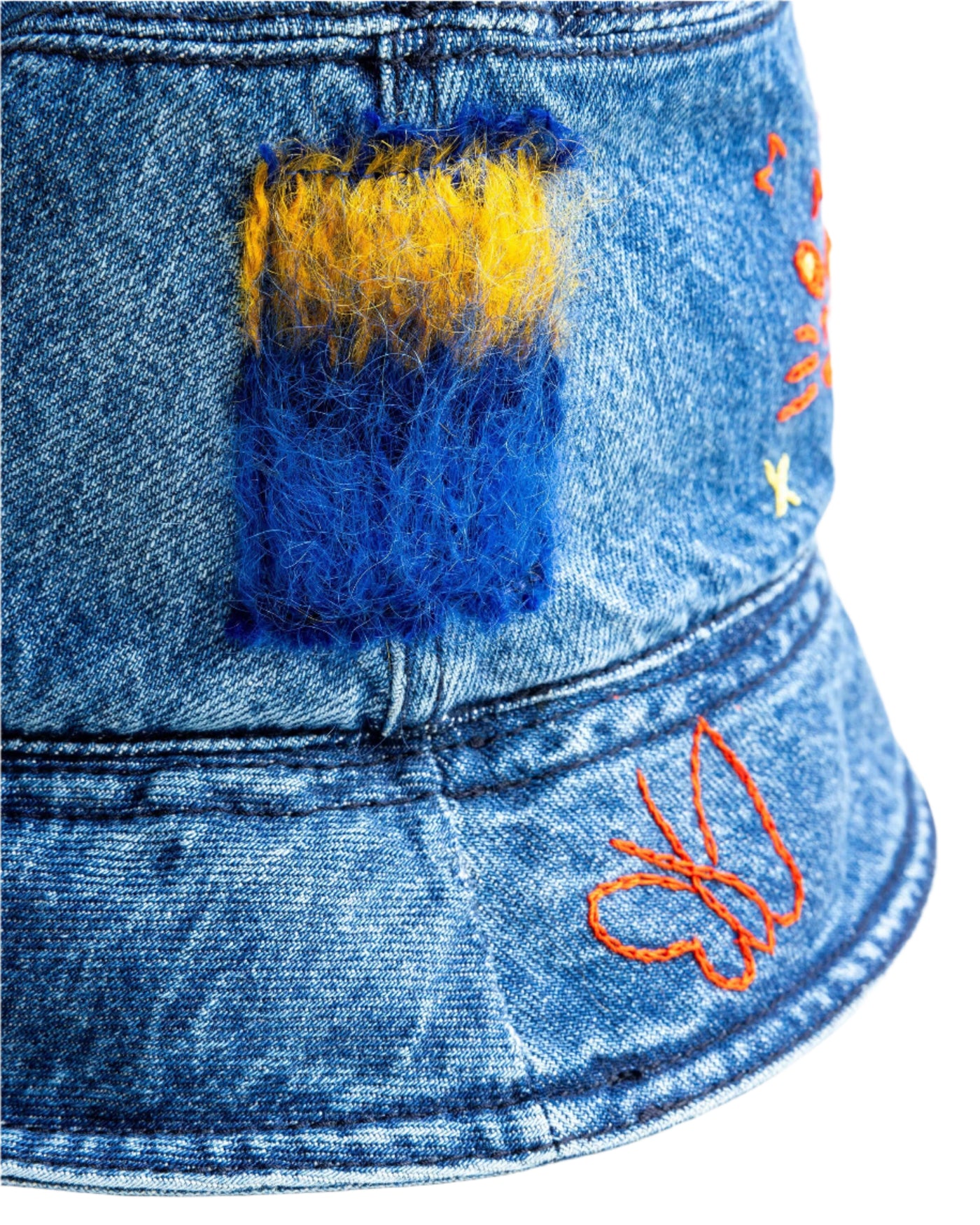 Marni Stonewashed Organic Blue Denim Mohair Hat Iris Blue