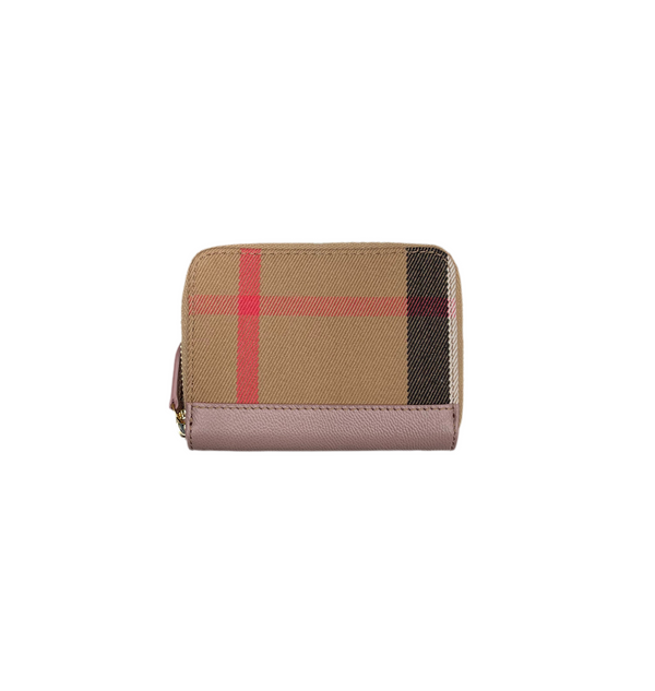 Burberry Check Compact Coin Wallet Beige Ash Pearl