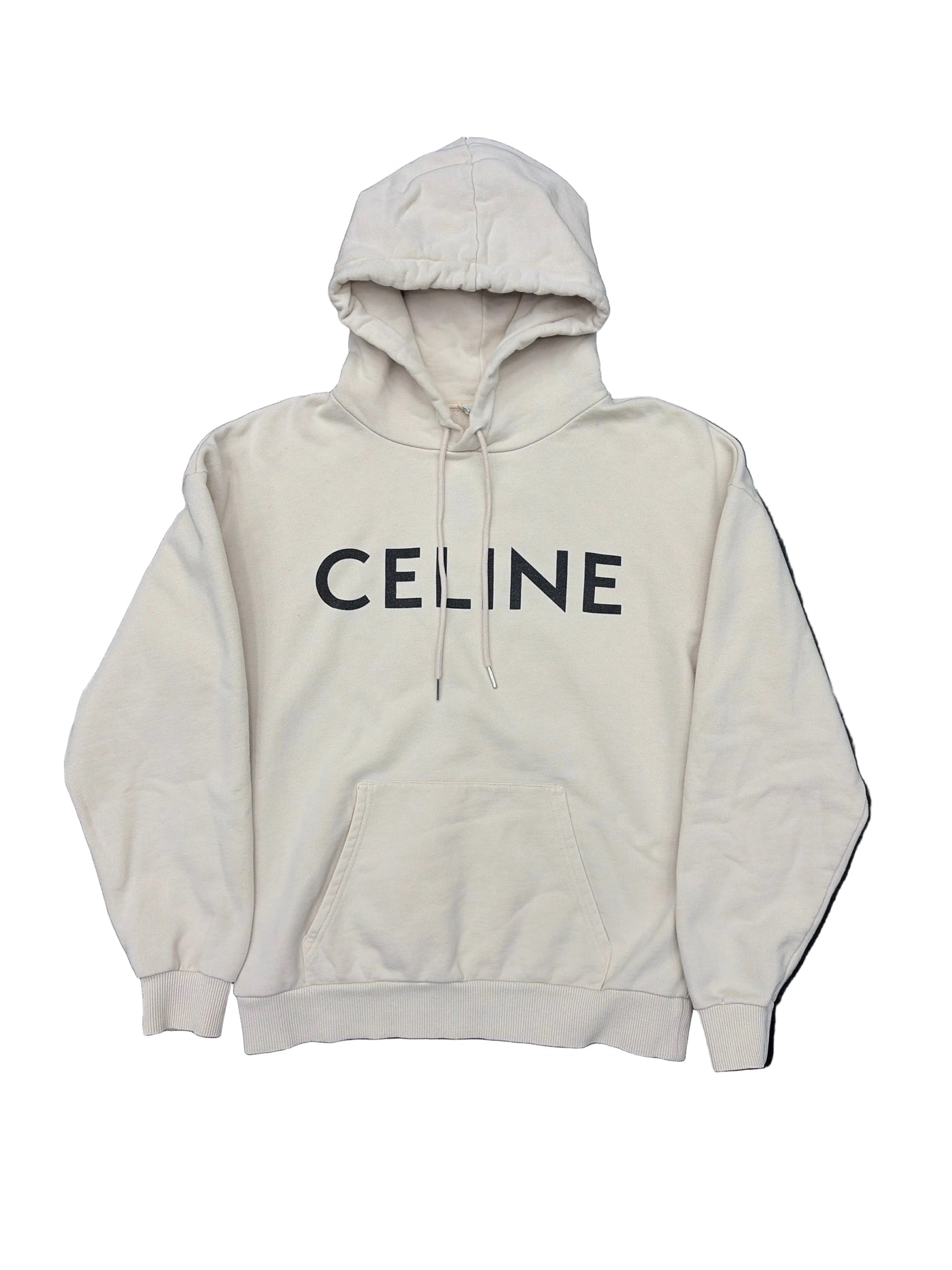 Celine Cotton Fleece Hoodie Cream Black