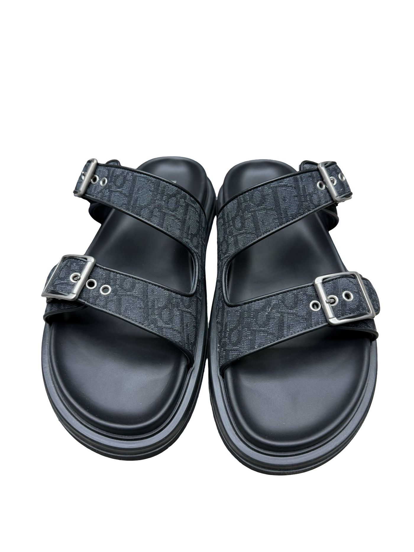 Christian Dior Black Aqua Oblique Jacquard Canvas Sandals