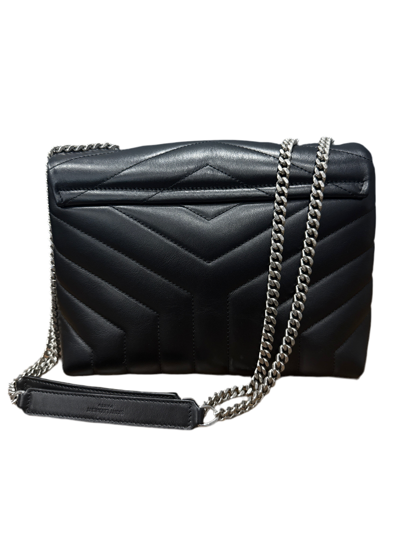 Saint Laurent LouLou Small Black Silver Leather Shoulder Bag
