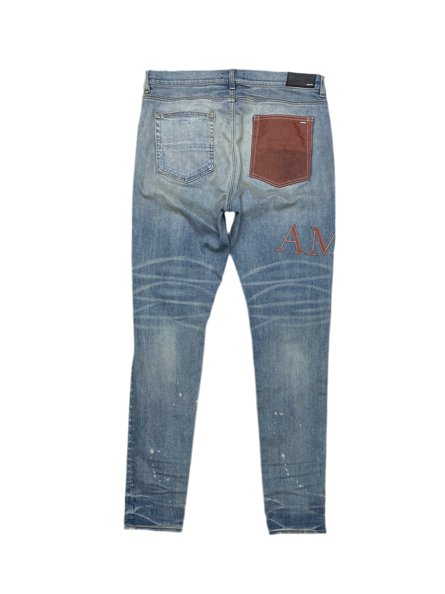 Amiri Leather Stitch Logo Clay Indigo