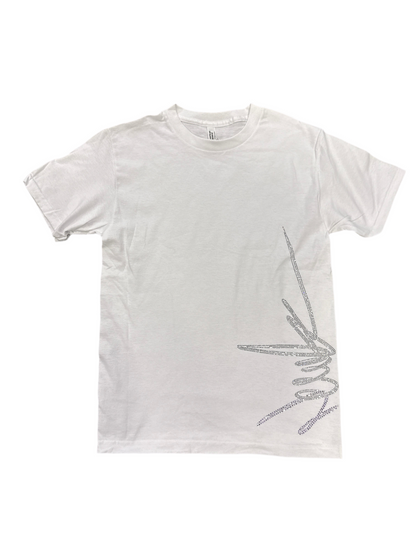 NewYrrk White T-shirt Logo w/ White Purple Crystal