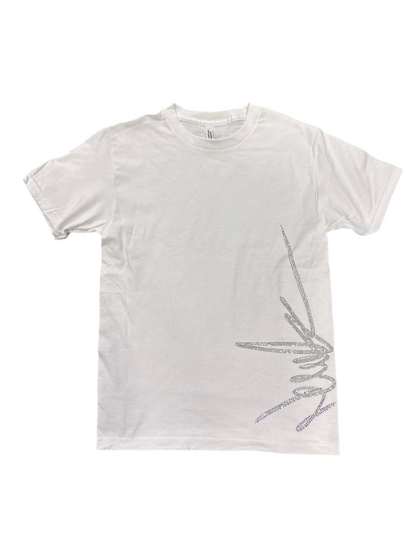 NewYrrk White T-shirt Logo w/ White Purple Crystal