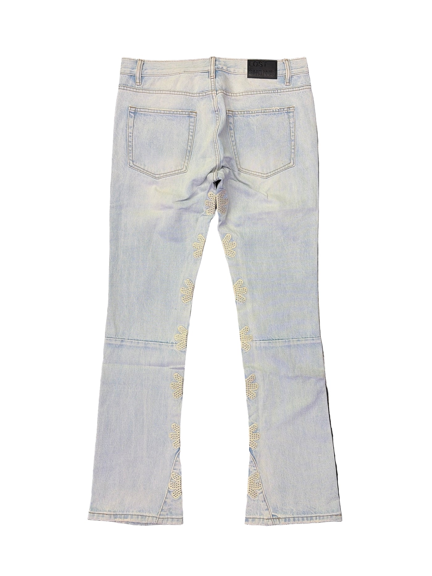 Lost SHDWS Studded White Logo Denim Jeans Light Blue