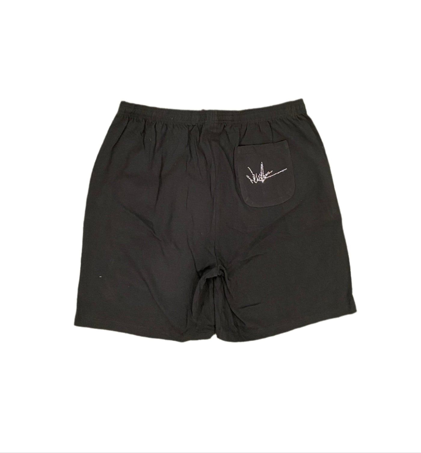 NewYrrk Black Cotton Shorts Side Logo w/ White Crystal