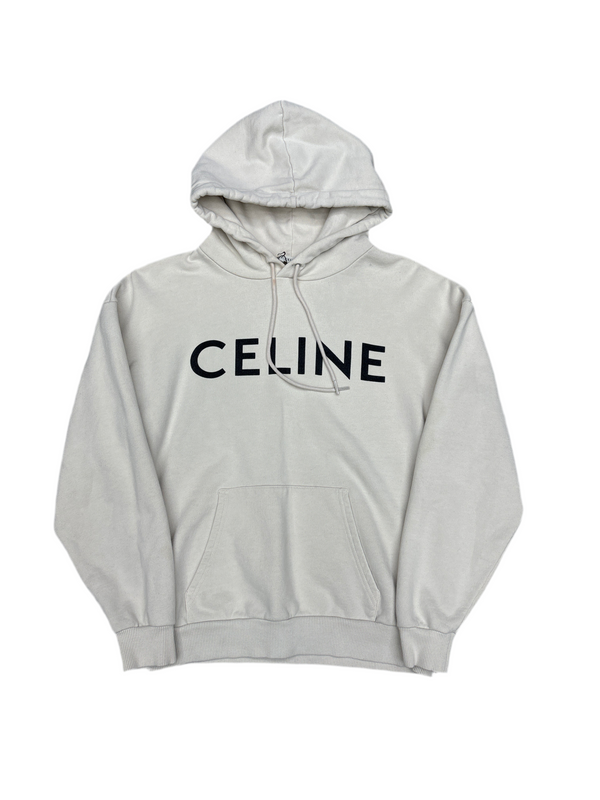 Celine Logo Hoodie White