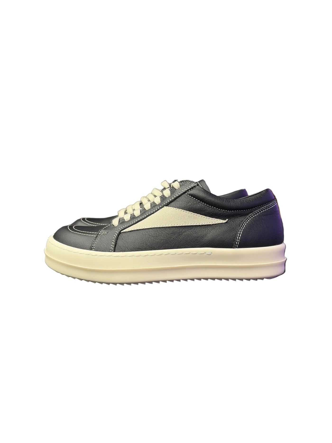 Rick Owens Hollywood Vintage Low Leather Sneakers Black Milk