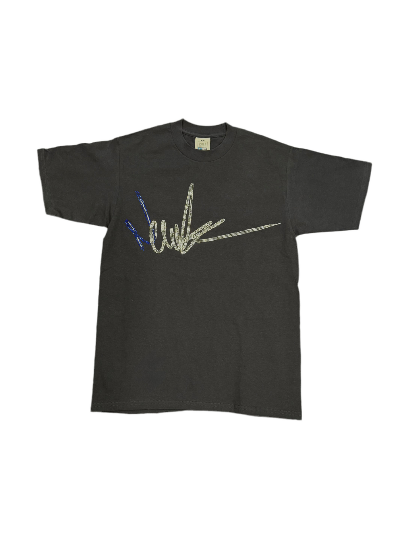 NewYrrk Navy T-shirt Centered Logo w/ White Blue Crystal