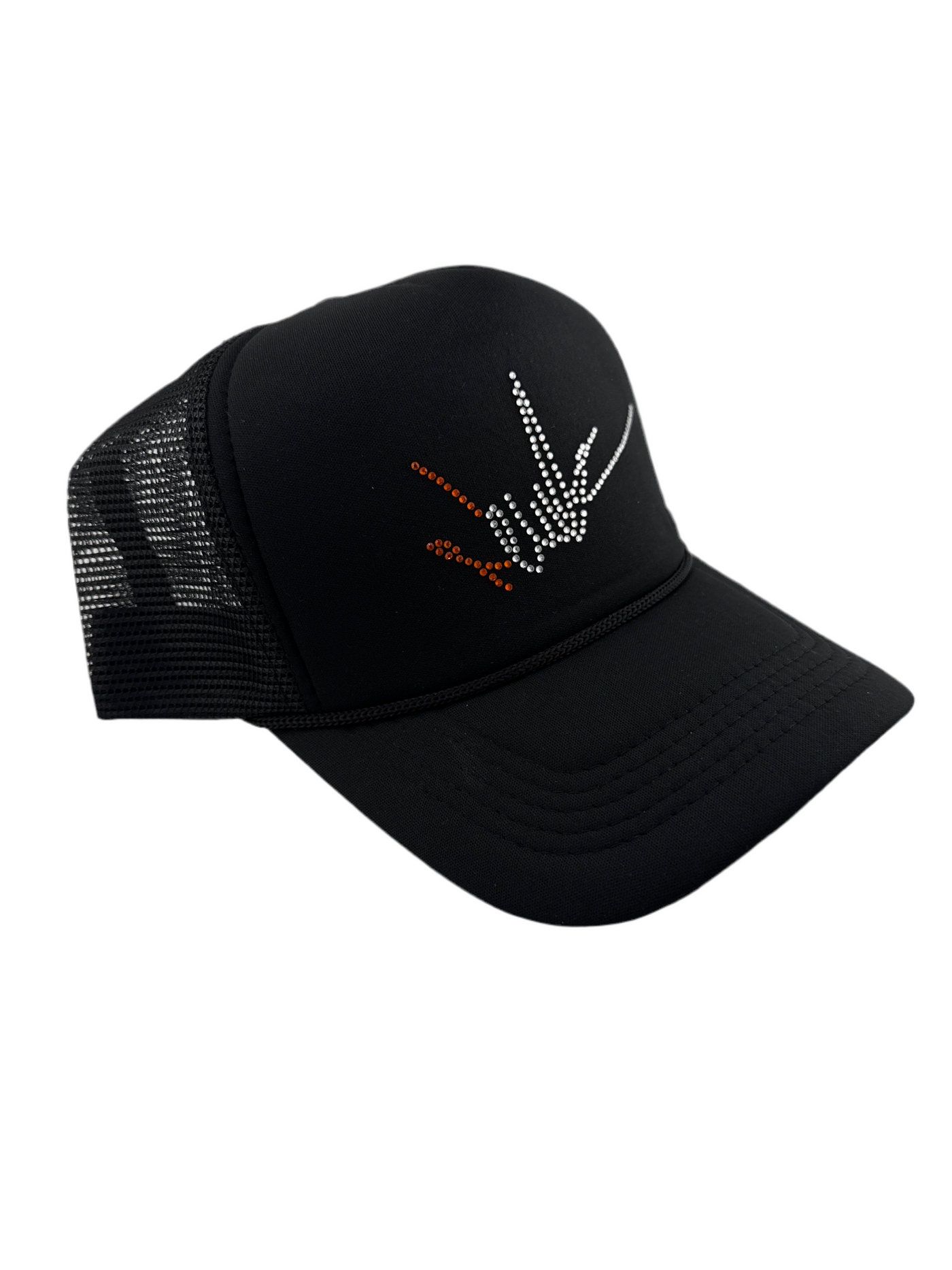 NewYrrk Black Hat w/ Orange White Crystals