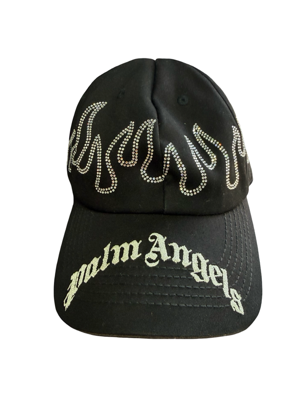 Palm Angels Rhinestone Flame Logo Baseball Cap