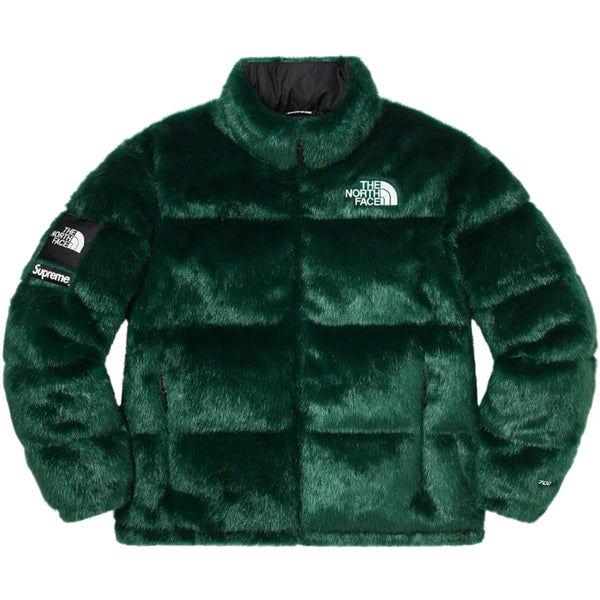 Supreme x The North Face TNF Faux Fur Nuptse Green Jacket