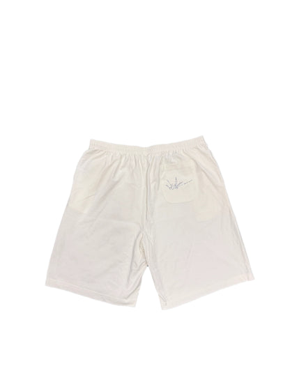 NewYrrk White Cotton Shorts Logo w/ White Crystal