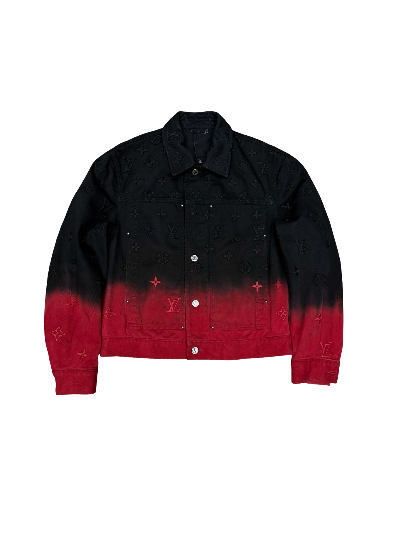 LV Monogram Denim Jacket Red Black