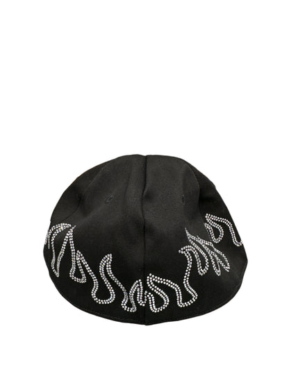 Palm Angels Rhinestone Flame Logo Baseball Cap Black Silver