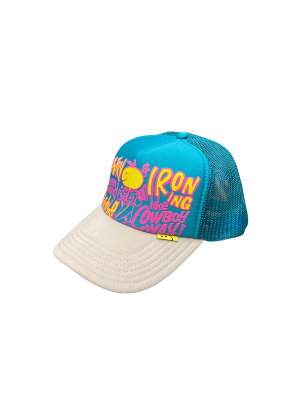 Kapital Kountry Cowboy Way Trucker Hat Turquoise Beige