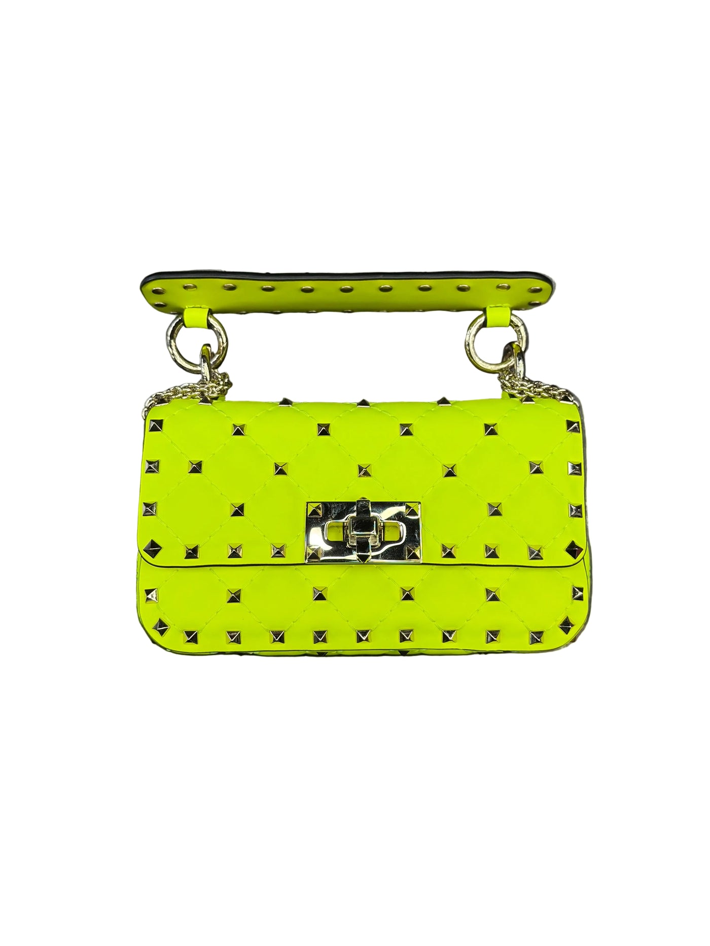 Valentino Rockstud Spike Mini Shoulder Bag Fluo Yellow