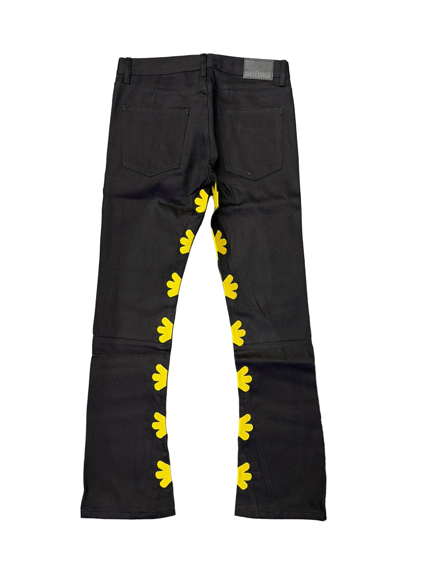 Lost SHDWS Yellow Logo Denim Jeans Black