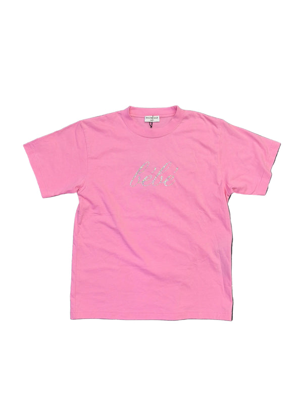 WMNS Balenciaga Bebe Worn-Out Tee Pink