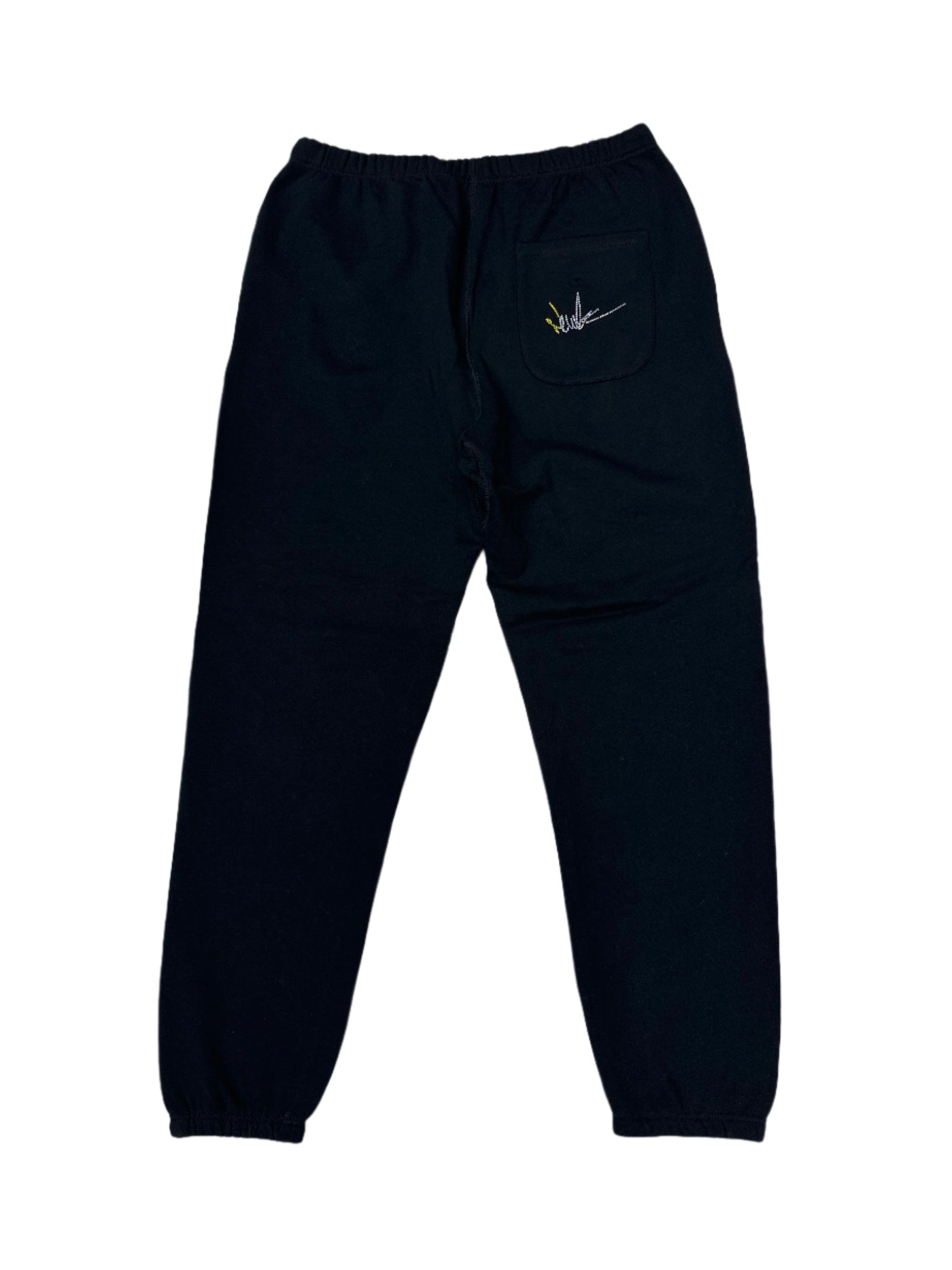 NewYrrk Black Sweatpants Side Logo w/ Yellow White Crystals