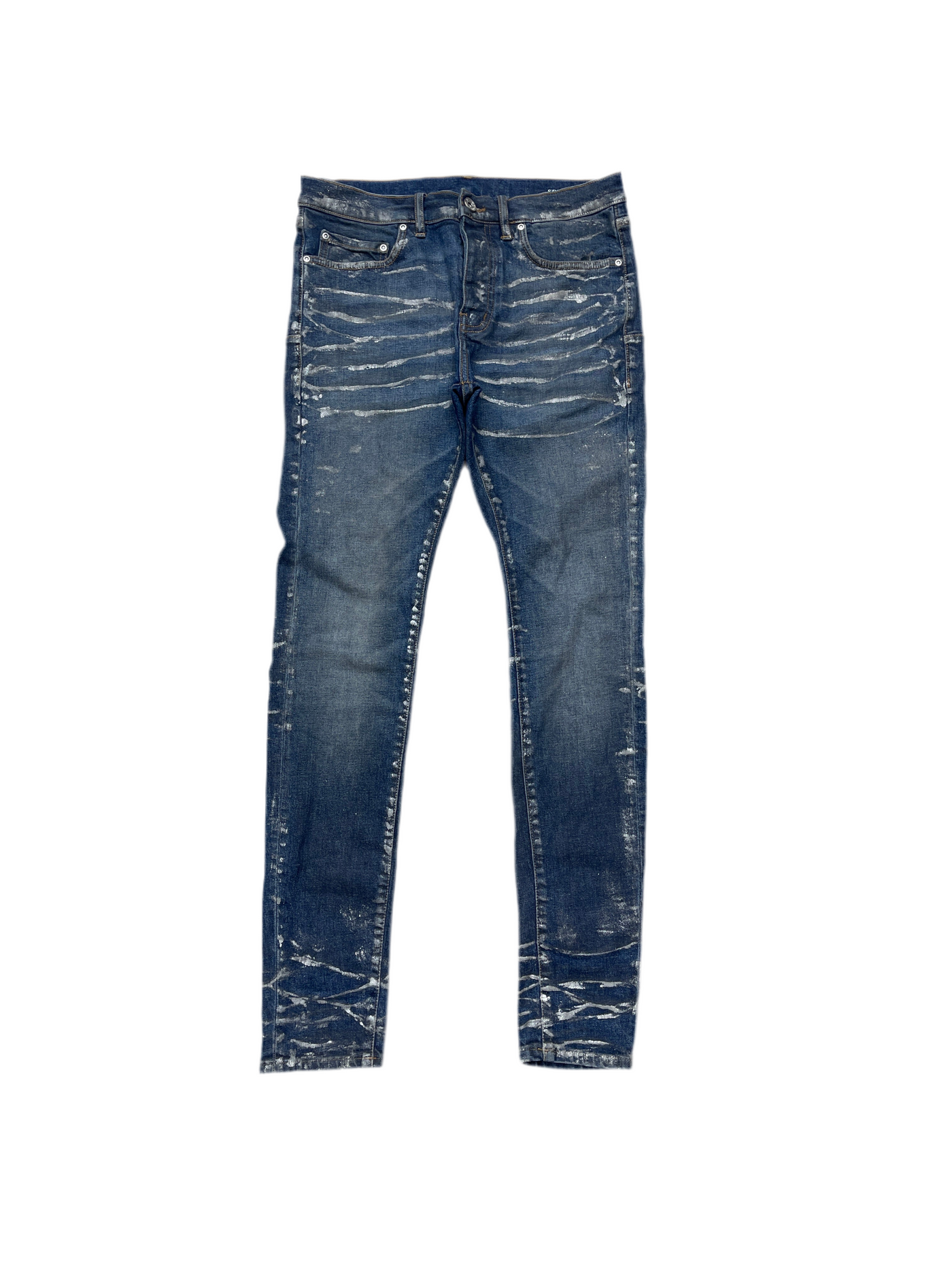 Purple Painted Wax Jeans Blue