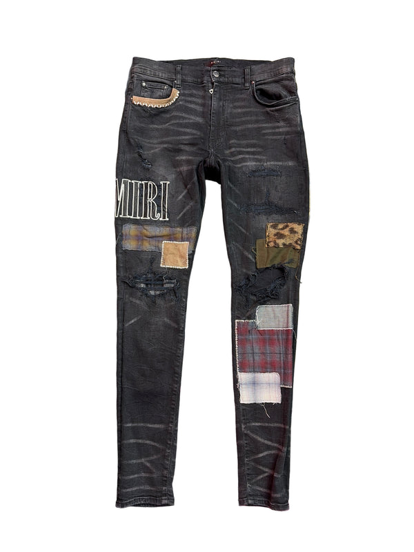 Amiri Grunge Patch Jeans Black
