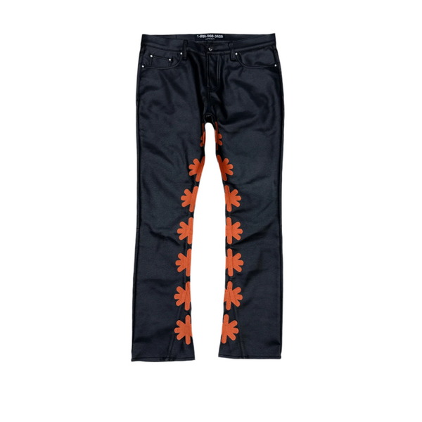 Lost SHDWS Orange Sun Logo Leather Pants