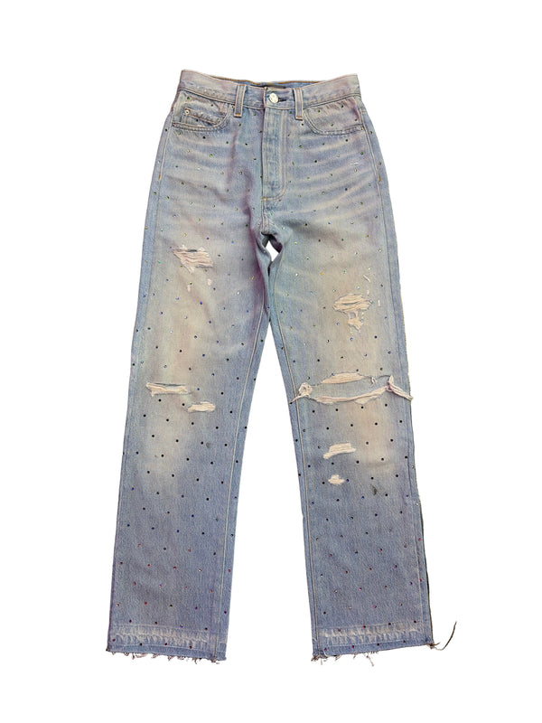 Amiri Gradient Crystal Recon Denim Jean Multi Indigo