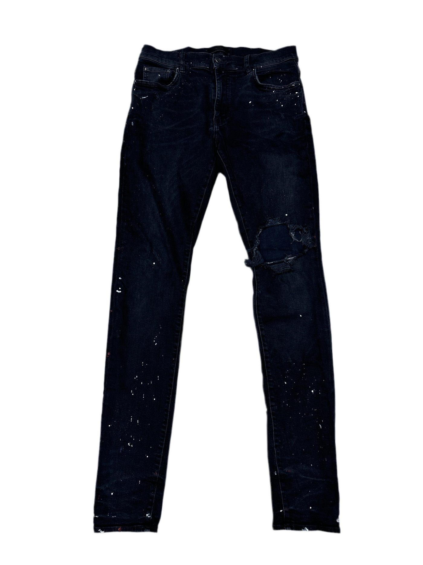 Amiri Black Wash Paint Splatter Distressed Denim Jeans