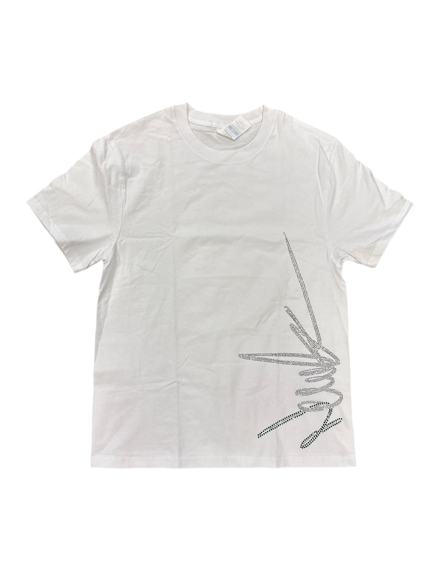 NewYrrk White T-shirt Logo w/ White Green Crystal