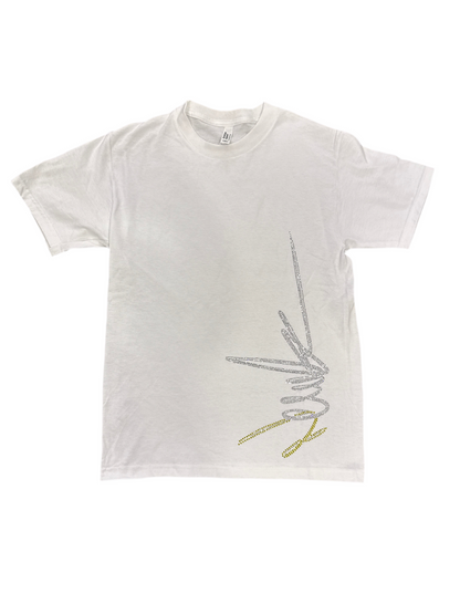 NewYrrk White T-shirt Logo w/ White Yellow Crystal