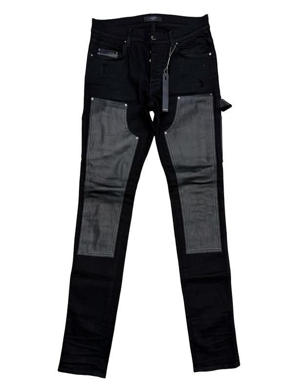 Amiri Black Denim Leather Workman Pants