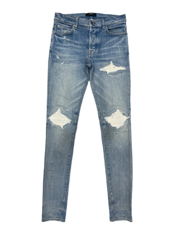 AMIRI MX1 Suede Patch Jeans Indigo White