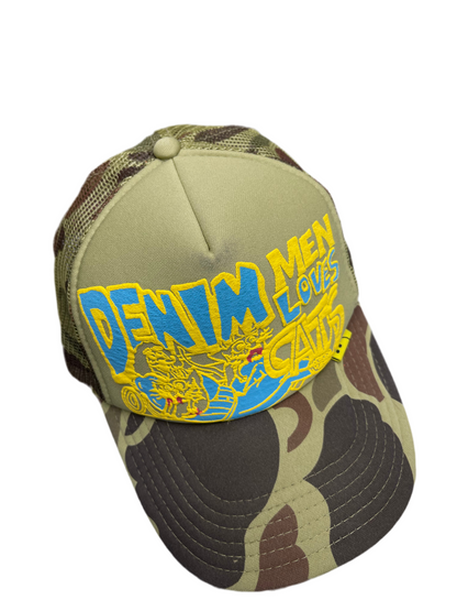 Kapital Kountry Loves Cats Camouflage Trucker Hat Green