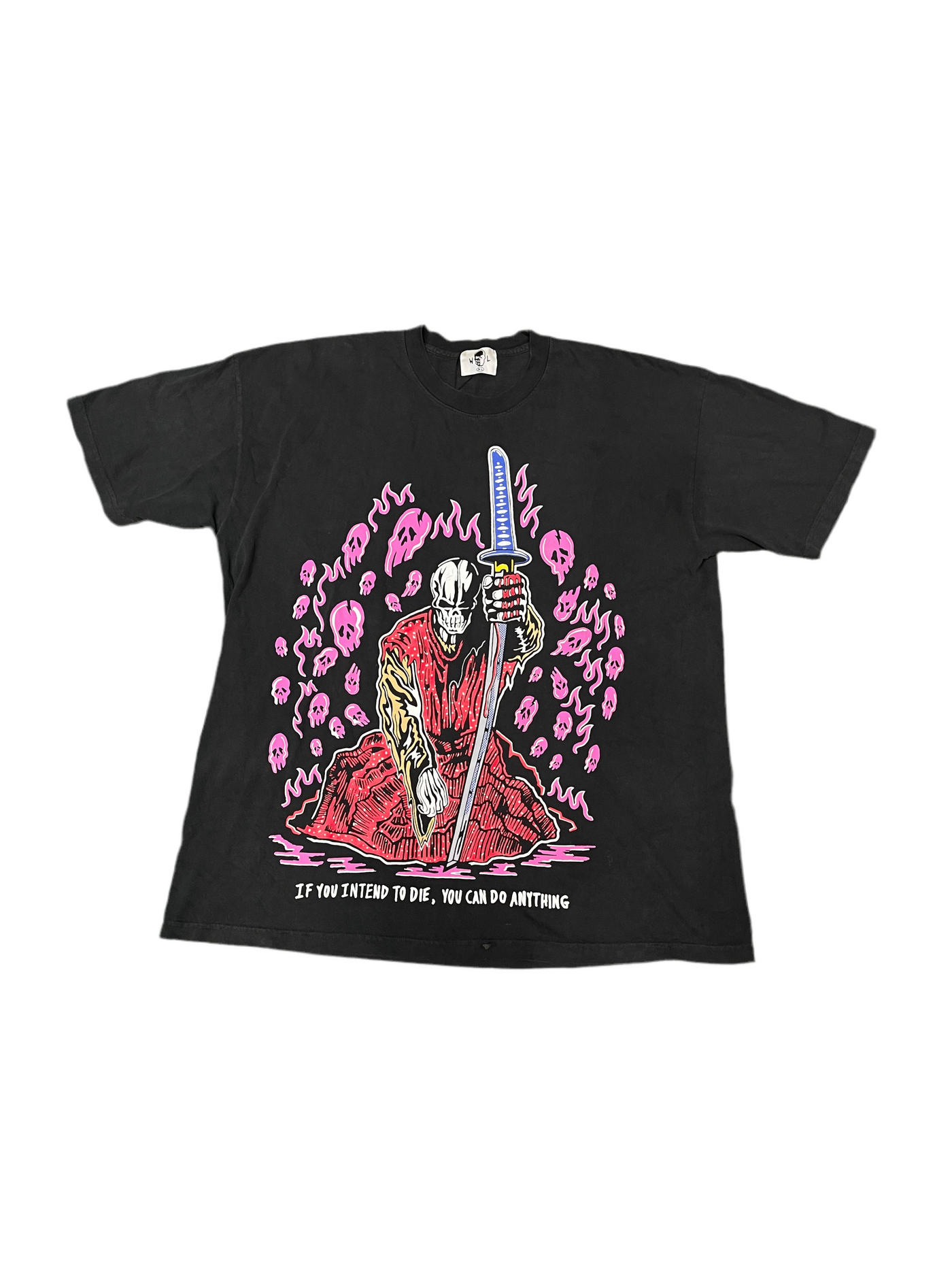 Warren Lotas Pink Skulls T-Shirt Grey