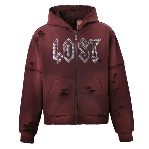 Lost Intricacy Burgundy Zip Up Hoodie