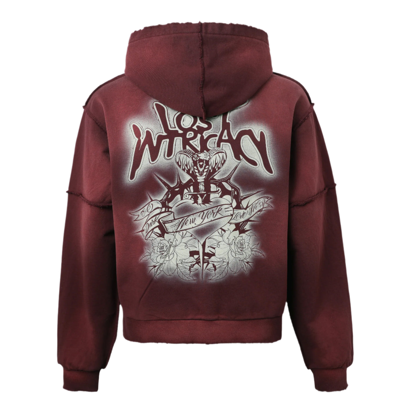 Lost Intricacy Burgundy Zip Up Hoodie