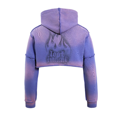 Lost Intricacy Purple Crop Zip Up Hoodie