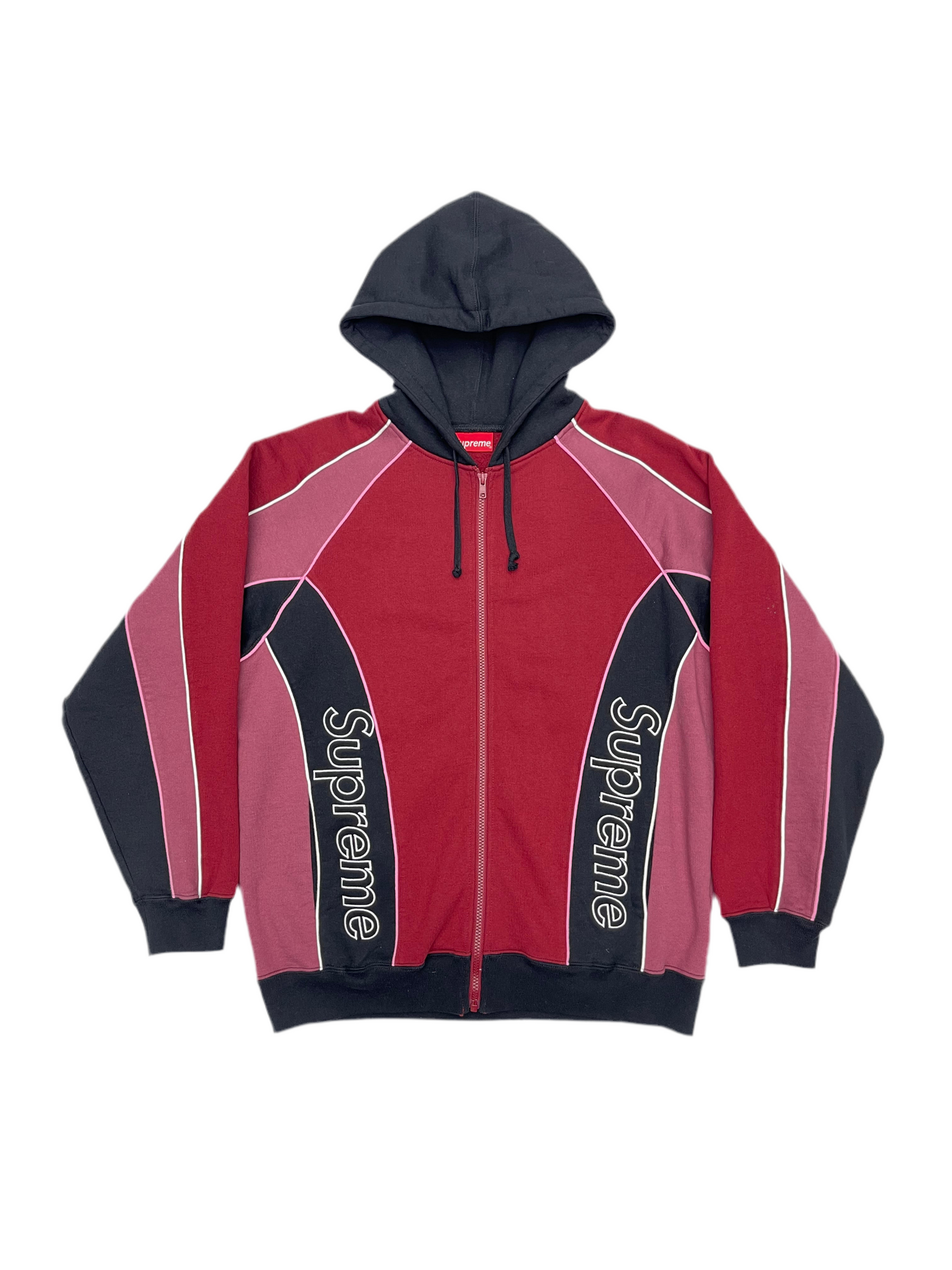 FW21 Supreme Track Paneled Zip Up Hoodie Cardinal Red