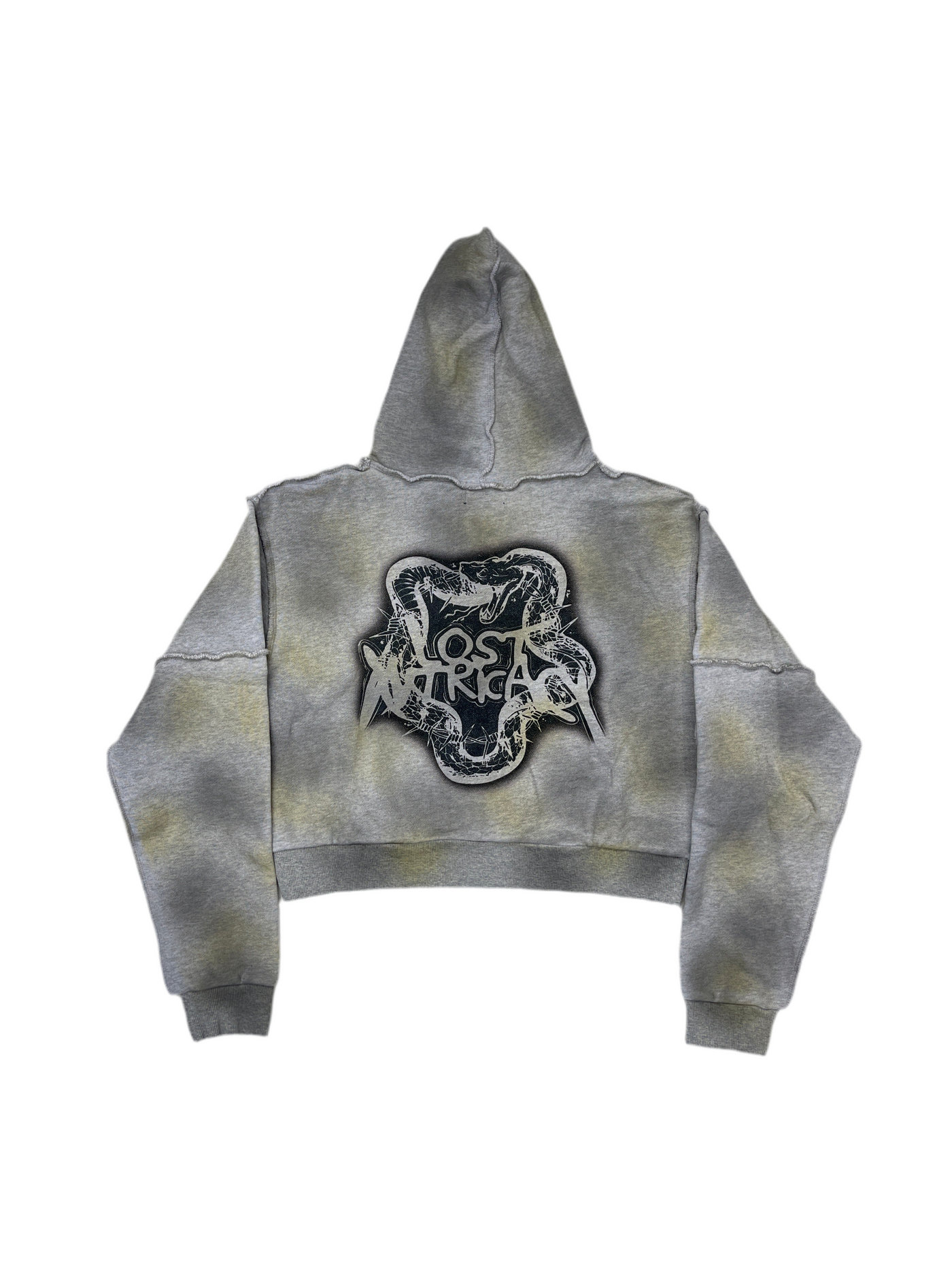 Lost Intricacy Grey Faded Crop Zip-Up Hoodie