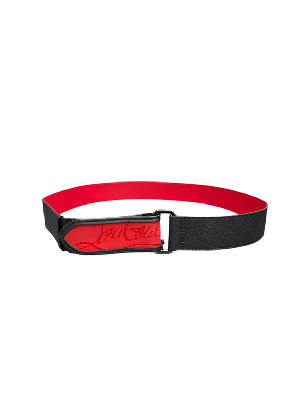 Christian Louboutin Vegan Leather Loubi Belt Black Red