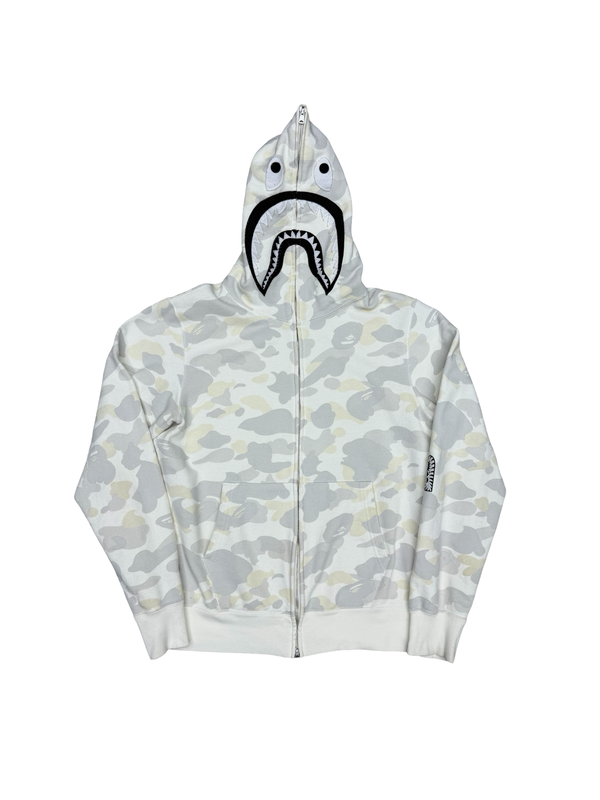 Bape Glow In The Dark White Full Zip Camo Hoodie