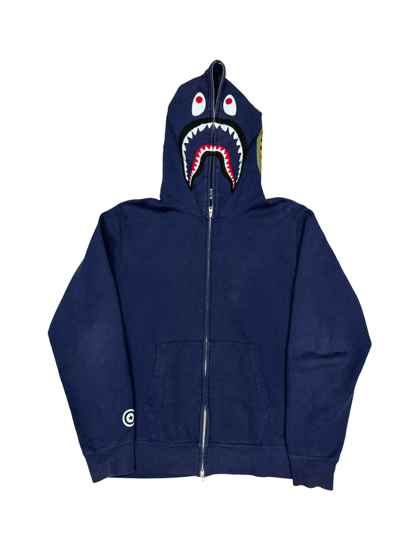 Bape Shark Full Zip Hoodie Navy